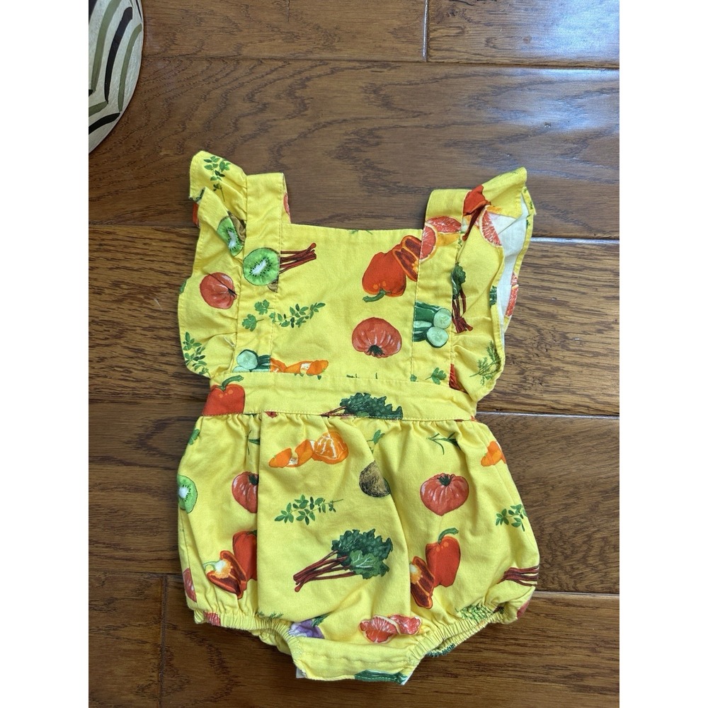 Worth Threads Baby Bubble Romper Farmers Market Veggie Fruit Made in USA 3-6 Mo